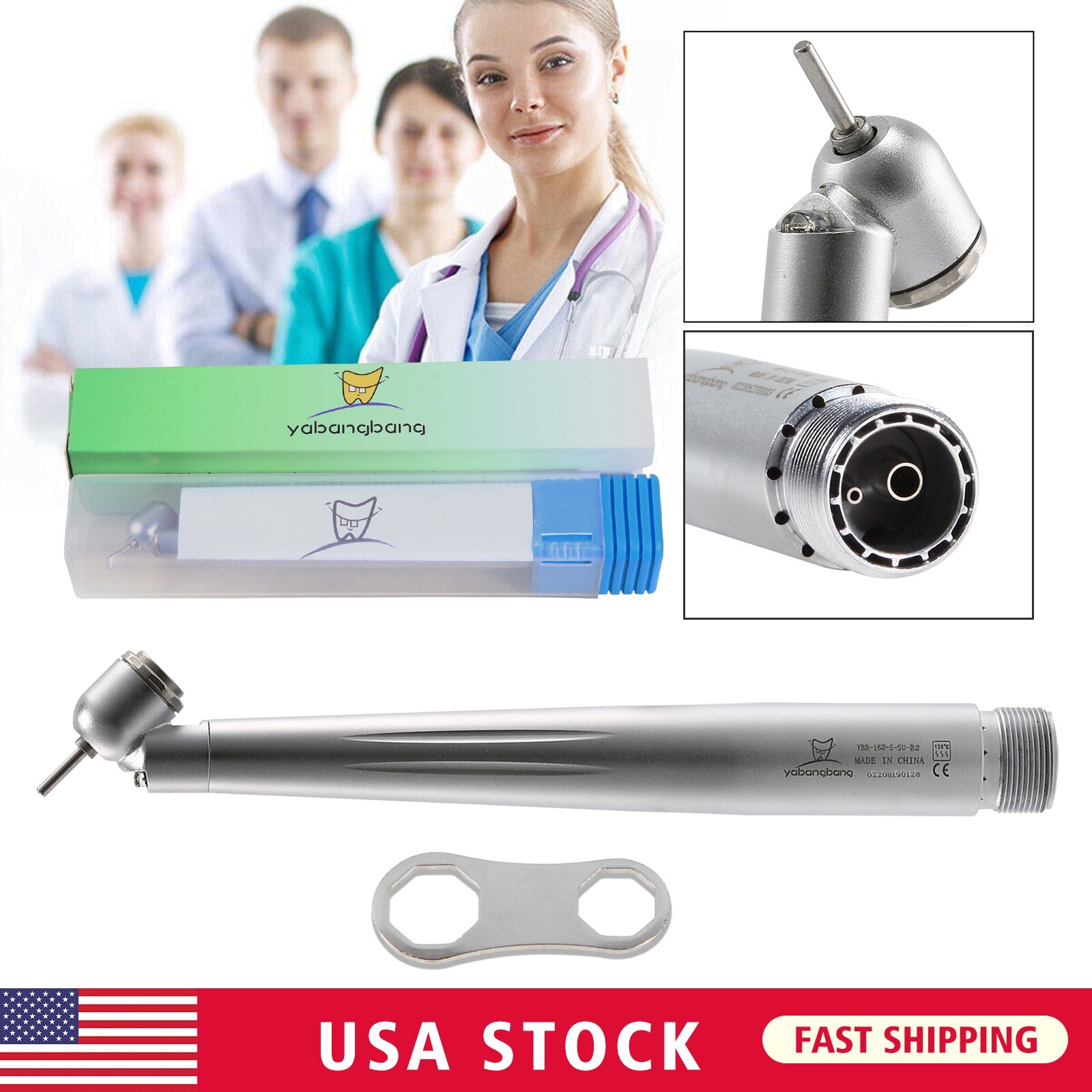 NSK Style Dental LED 45° Degree Surgical High Speed Handpiece Push Button 2 Hole
