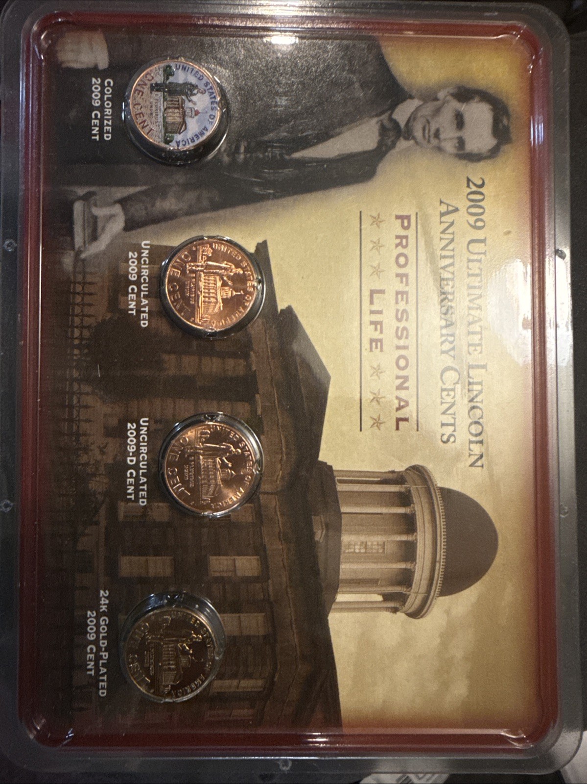 2009 Lincoln Cent Set Formative Years Uncirculated P D Colorized 24K Gold-Plated