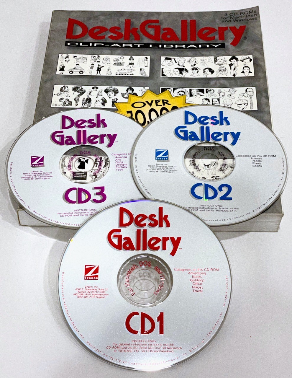 Desk Gallery Clip-Art Library - 3 CDs plus Book - from 1994! Mac/PC - nice!