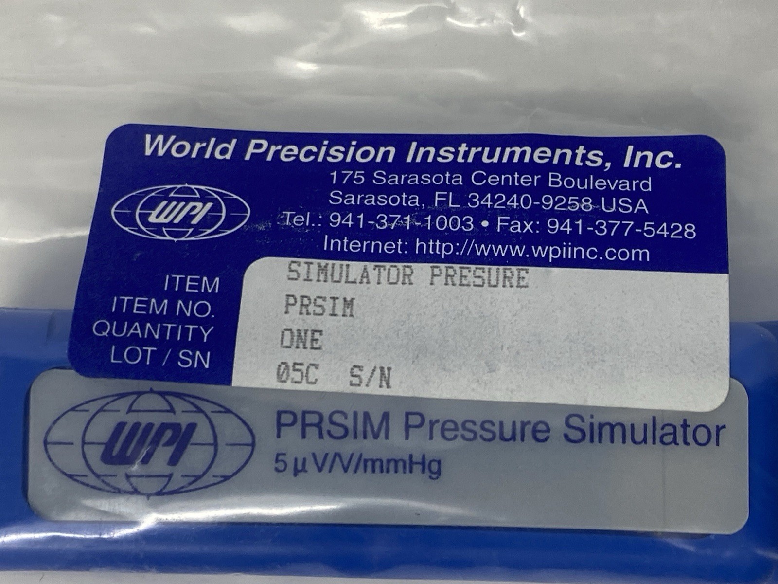 WORLD PRECISION INSTRUMENTS WPI PRSIM PRESSURE SIMULATOR
