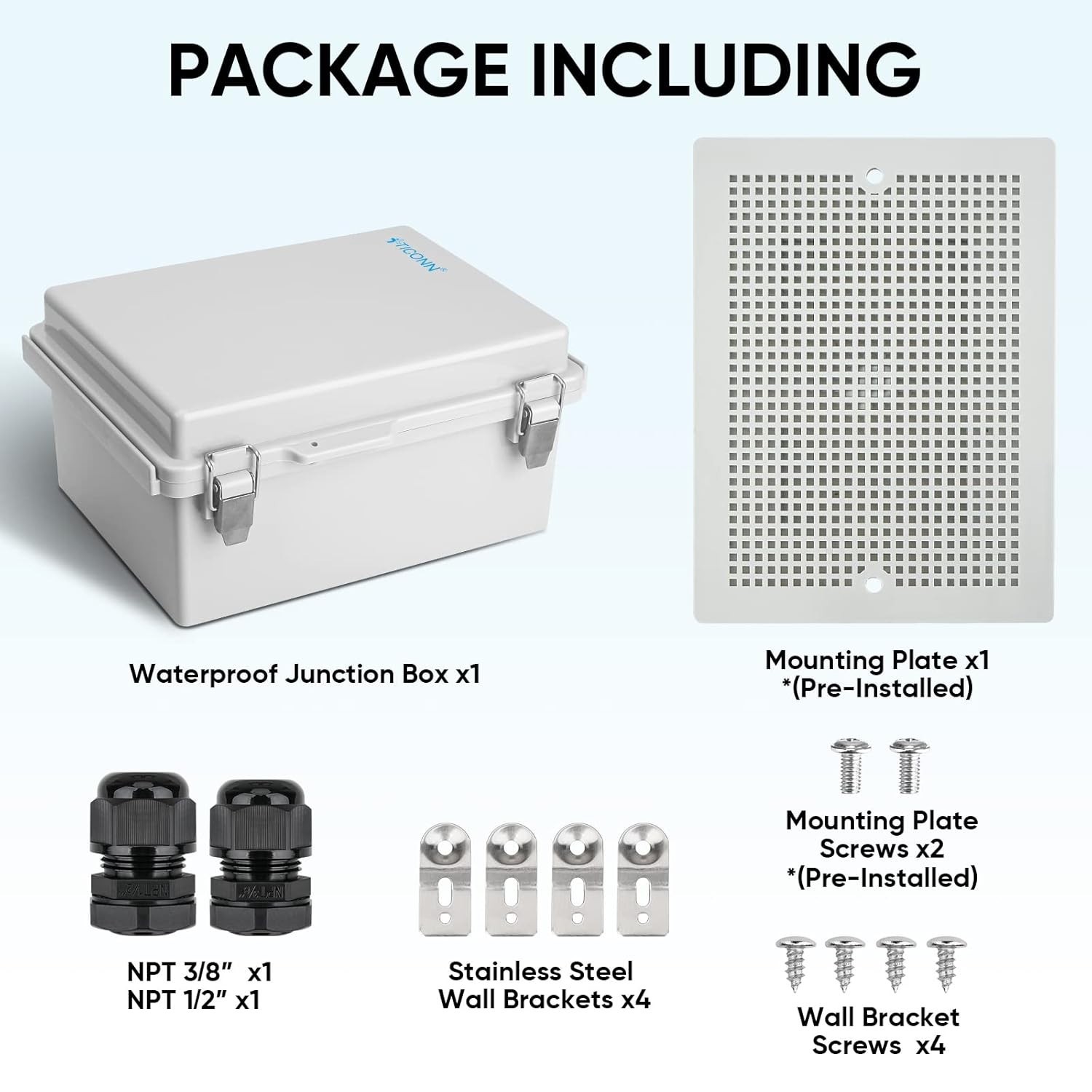 High-Quality Waterproof Junction Box | Includes Mounting Plate & Brackets
