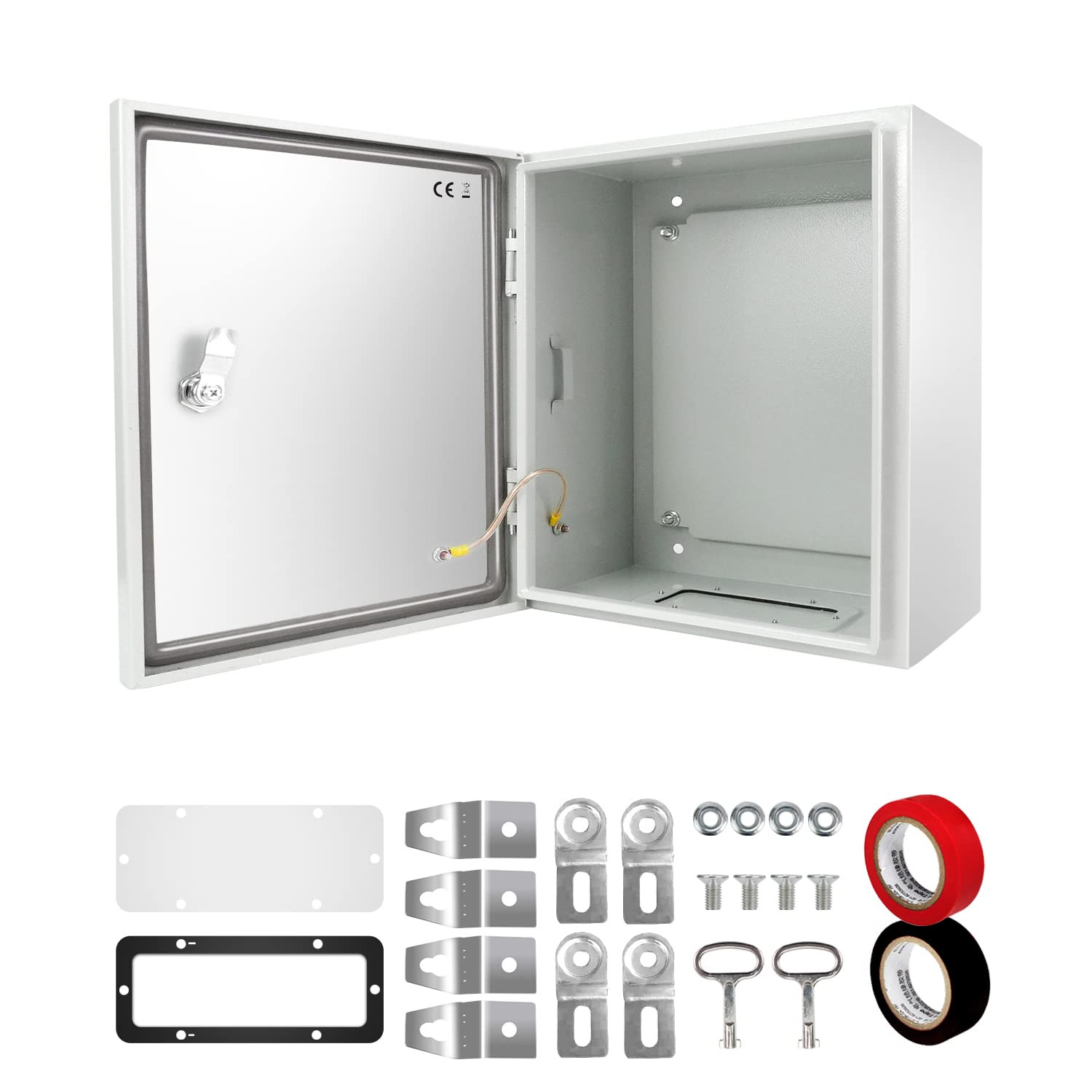 NEMA 4X Waterproof Steel Junction Box 16x16x8" with Lock & Mounting Plate