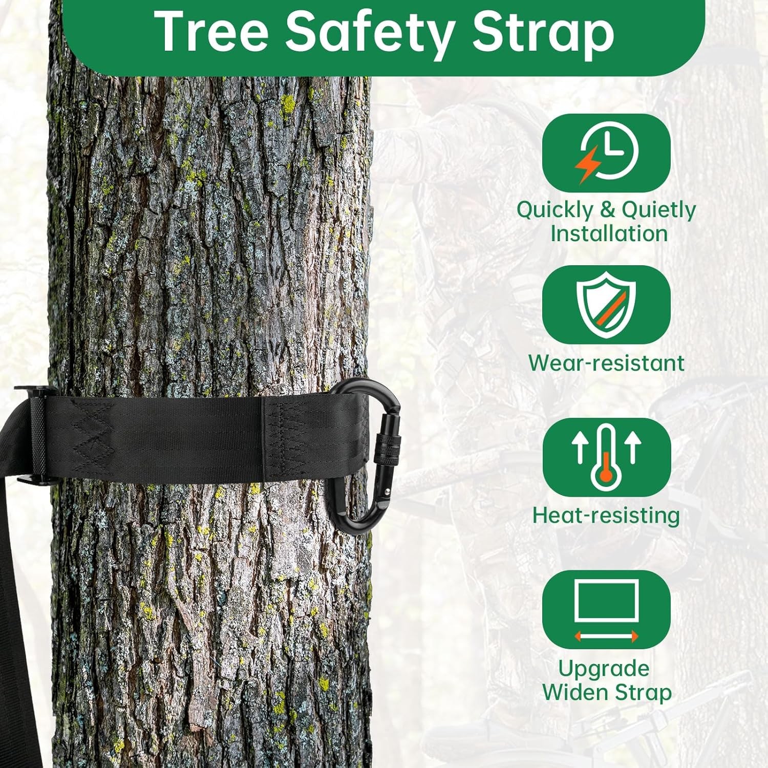 Quick-Connect Tree Strap Hunter Safety System Climbing Tree Stand Hunting