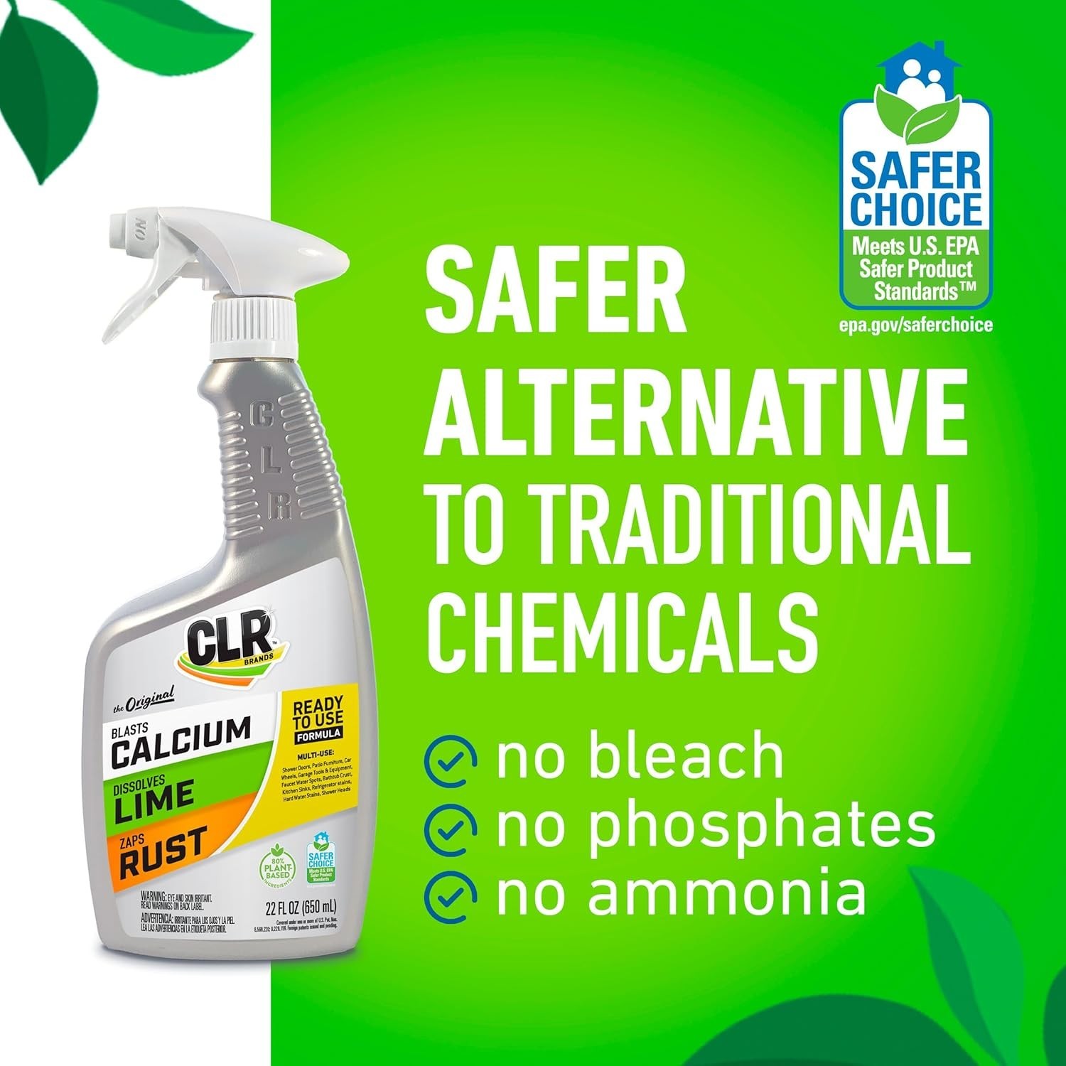 CLR Calcium Lime and Rust Remover EPA Safer Choice 22 oz Spray