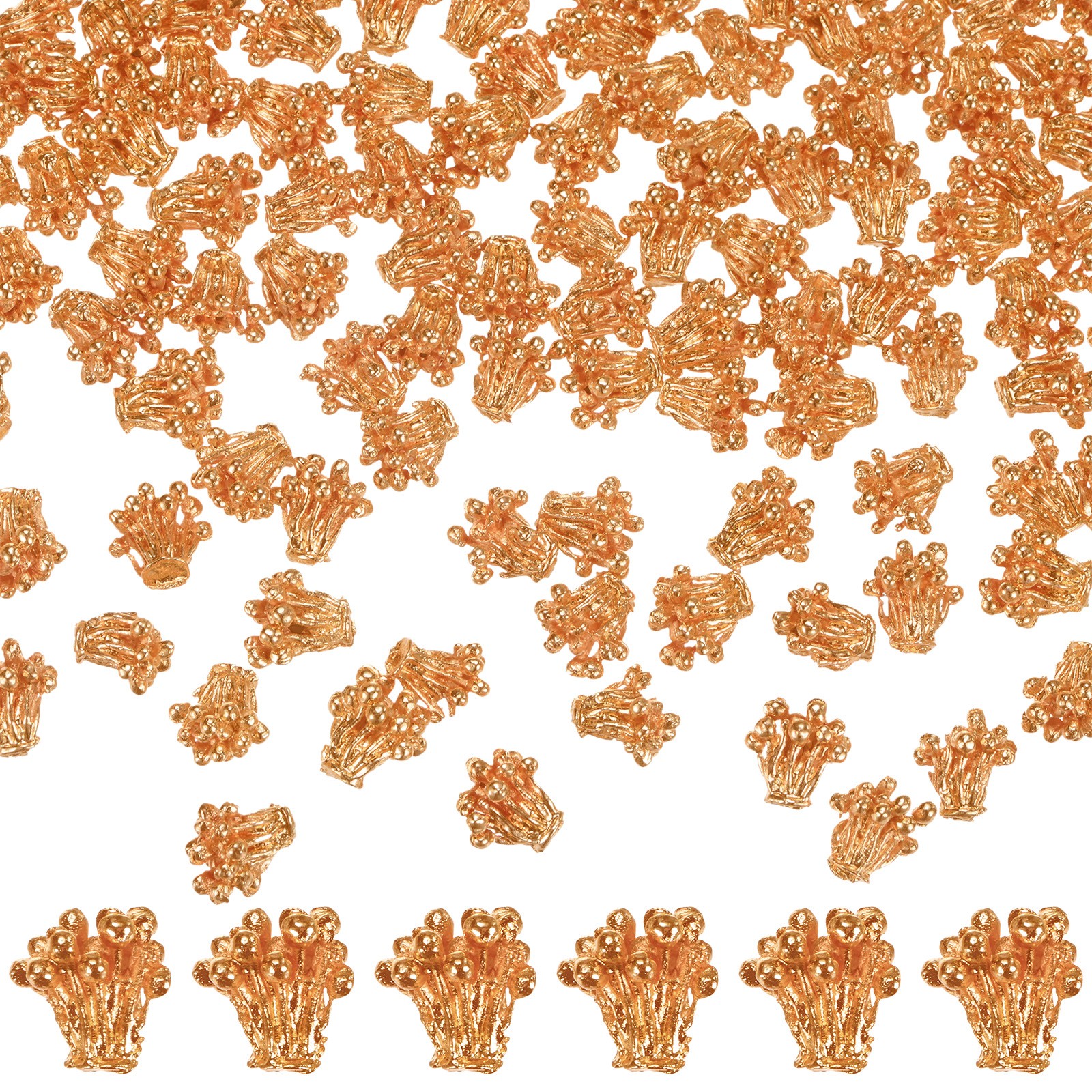 50-Pack 6.5mm x 6.8mm ( W x H ) Flower Stamen Alloy for Crafts [Red Gold]