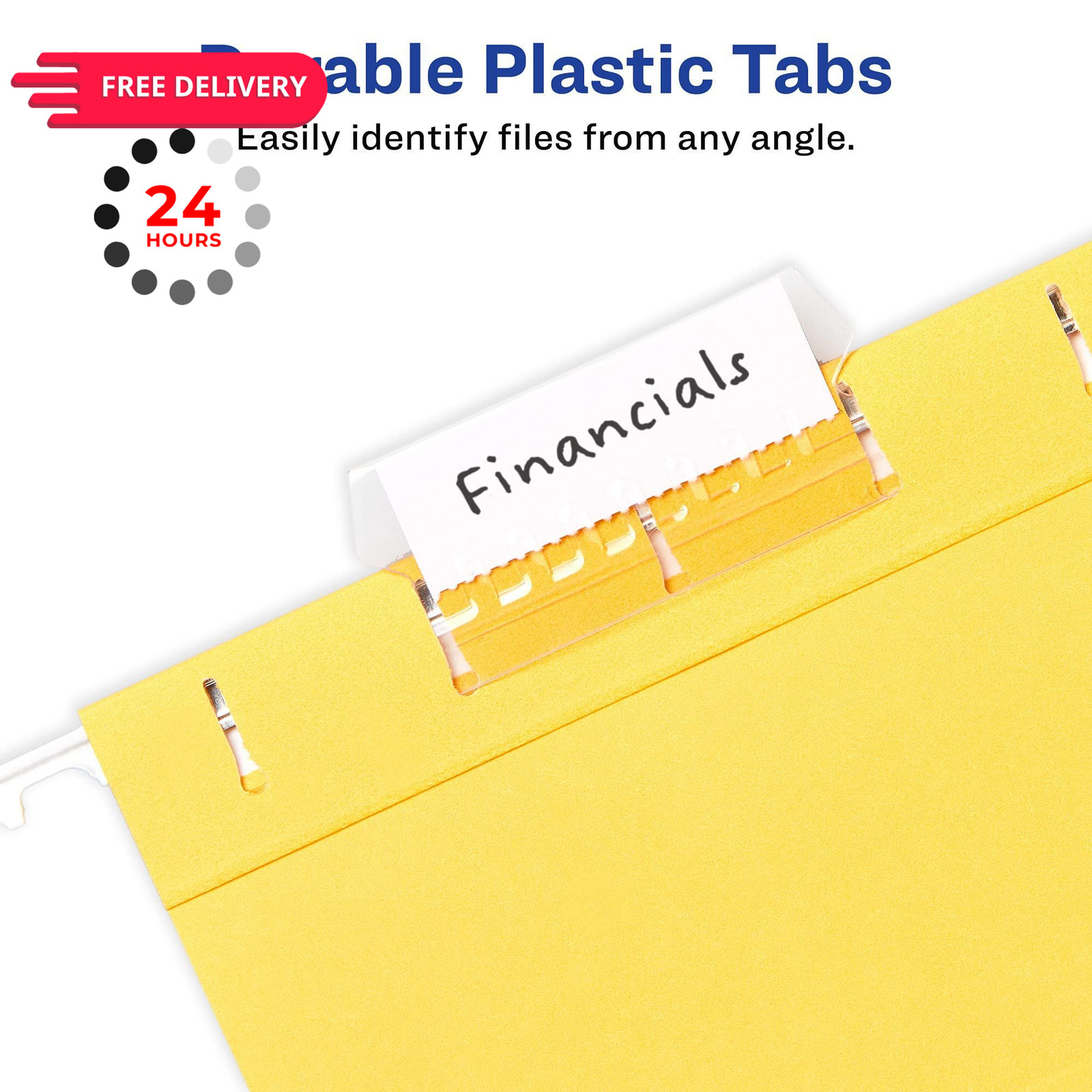 Avery® Hanging File Folder Tabs and Inserts, 1/5 Cut, Clear, 20 One Size, 0
