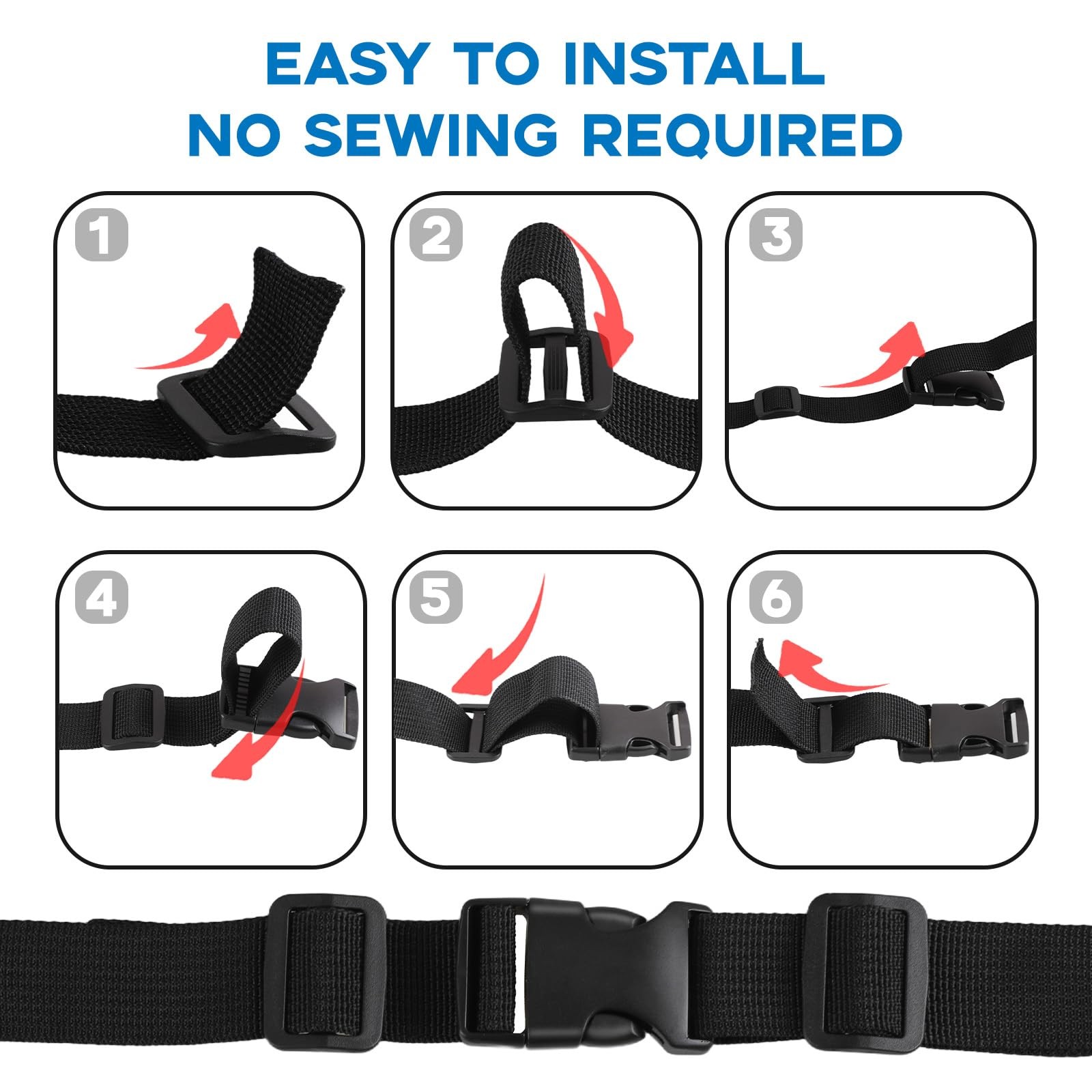 Strap and Buckles kit 18 ft Nylon Webbing 1 inch wide, 8 Pack Quick Release ...
