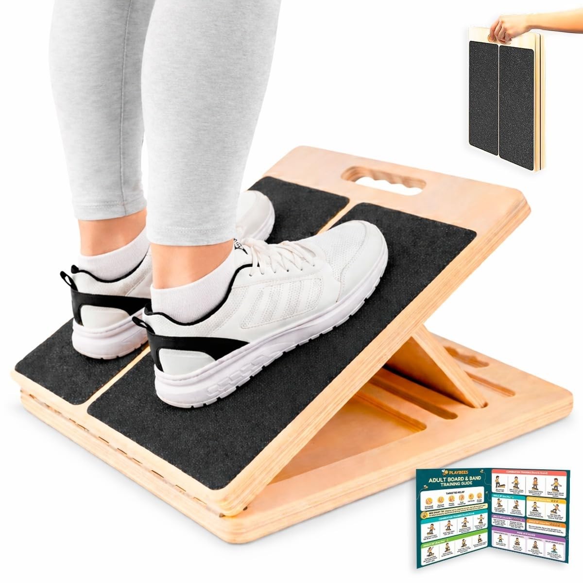 Portable Wooden Slant Board Calf Stretching Squats Adjustable Incline Fold