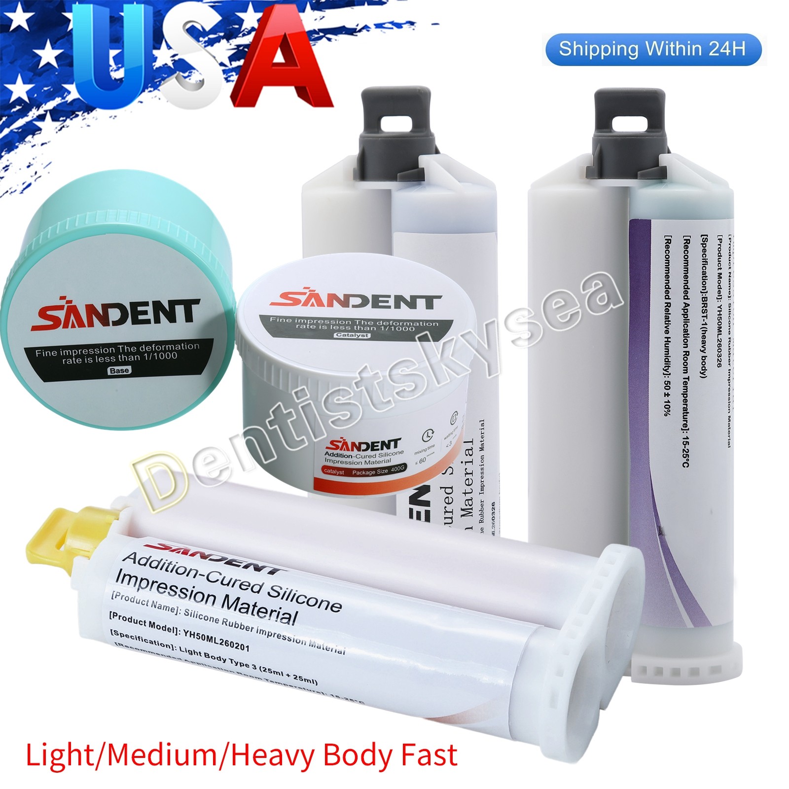 Dental SANDENT Putty PVS VPS Impression Material Base Fast Set