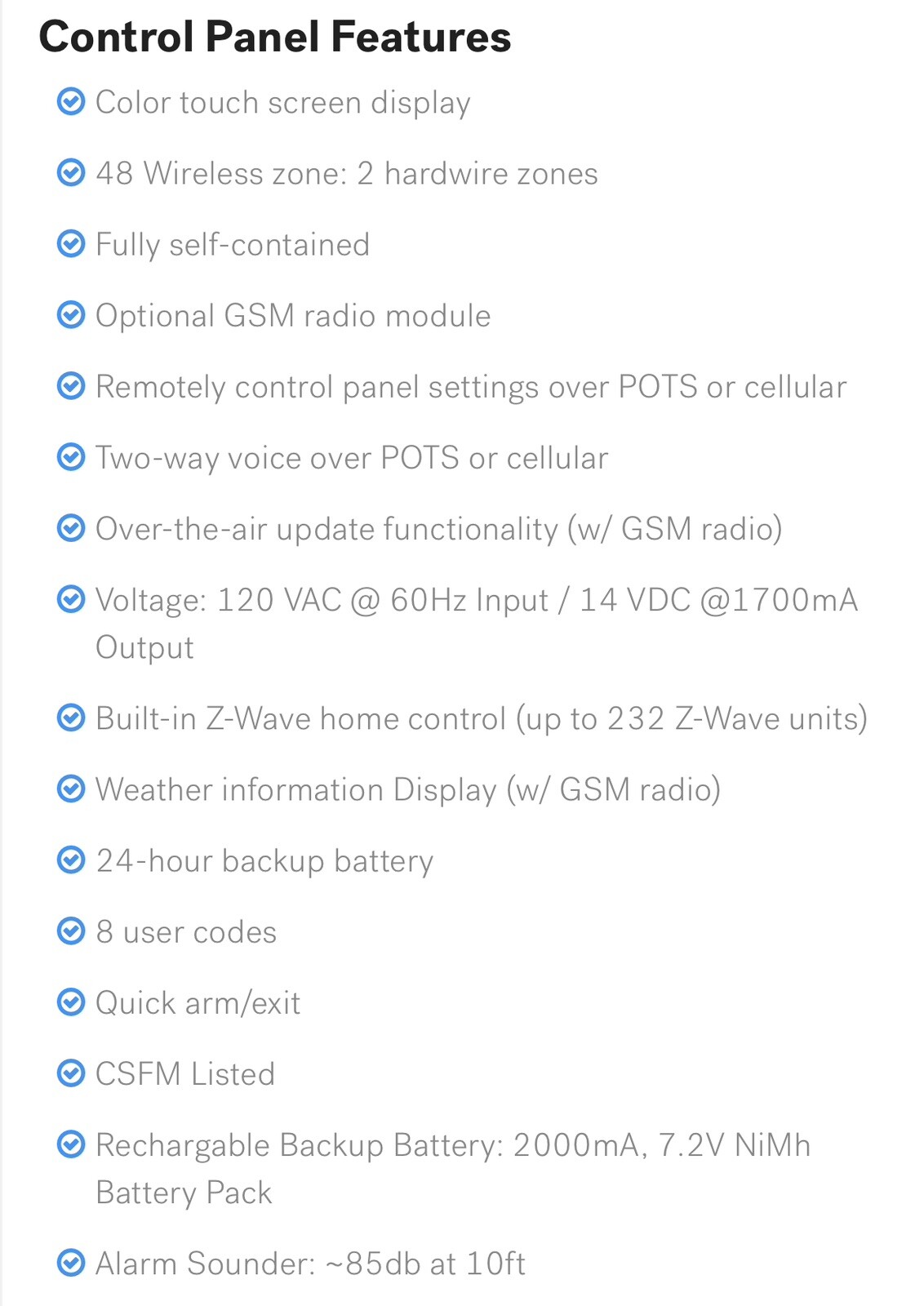 2gig technologies 2GIG-CNTRL2-345 2GIG home security Control Panel