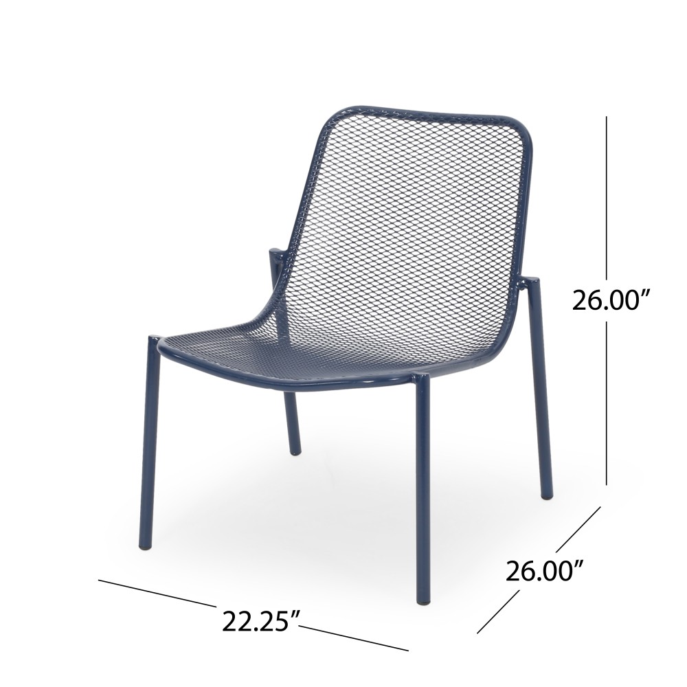Set of 2 Teal Stackable Patio Chairs, Outdoor Mesh Seat & Powder-Coated Frame