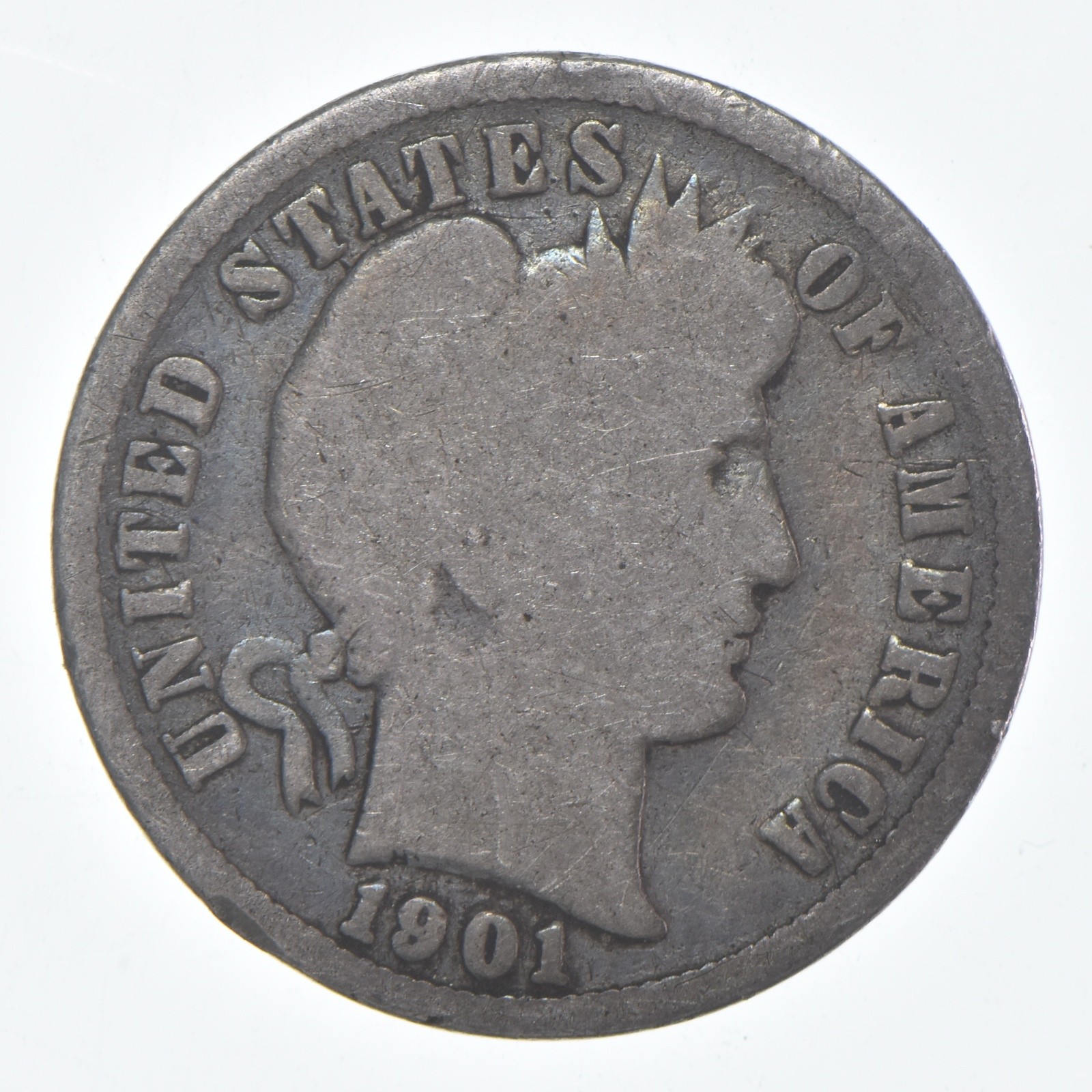 1901-S Barber Dime 90% Silver Average Circ