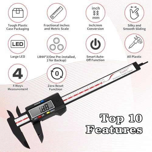 Digital Caliper 6 inch Electronic Measuring Tool LCD Screen Inch MM Conversion