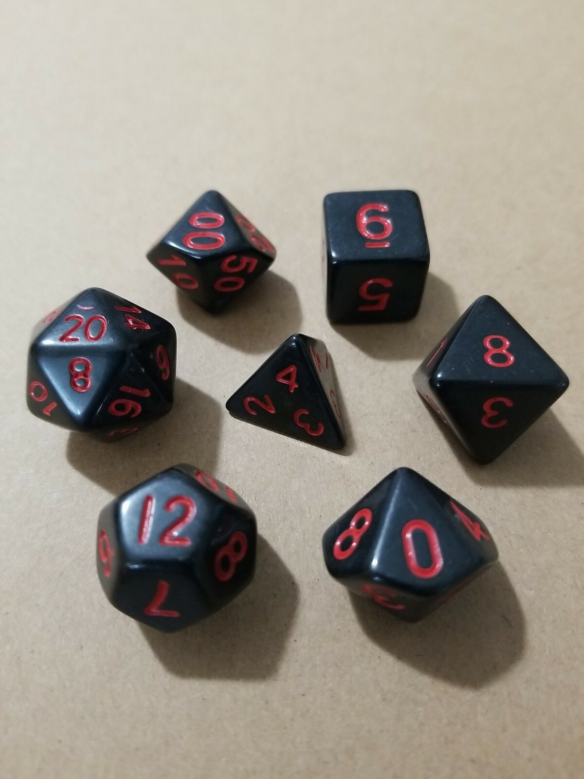 Polyhedral Gaming Dice, 7pc set (d4,6,8,10,12,20,%) FREE SHIPPING