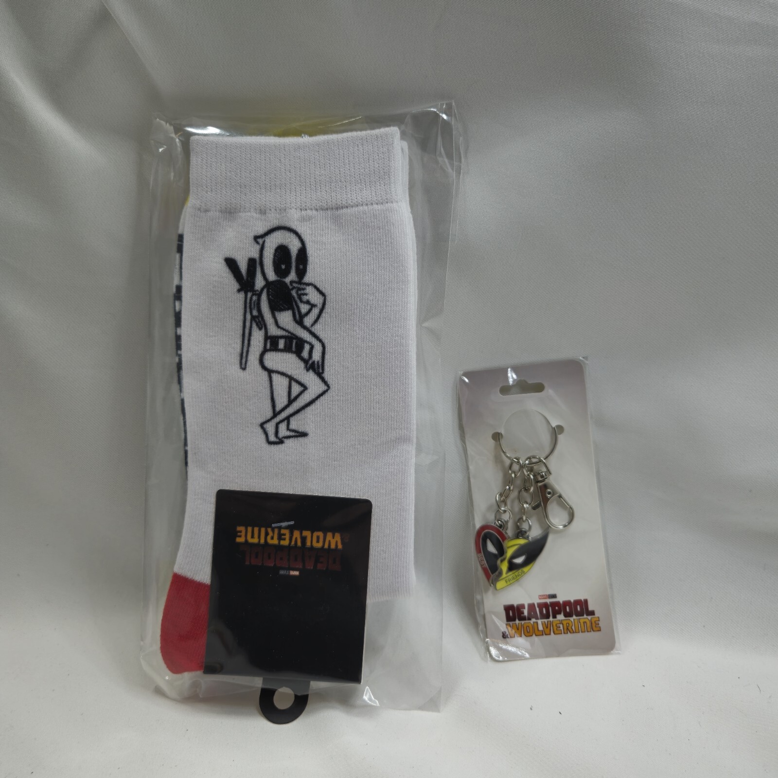 OFFICIAL Deadpool Wolverine Friendship Socks Movie Dave & Busters keychain New