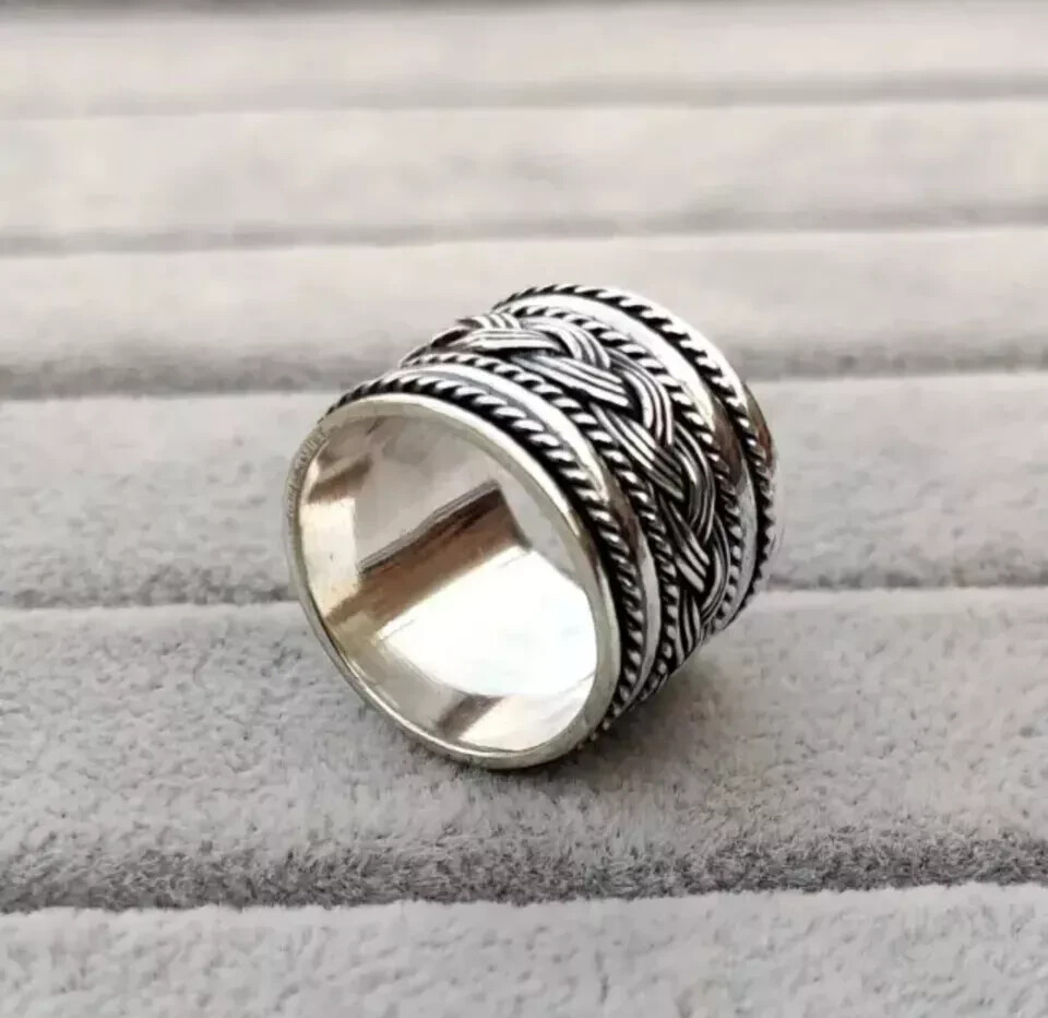 Solid 925 Sterling Silver Spinner Ring Statement Ring For Men & Women All Size