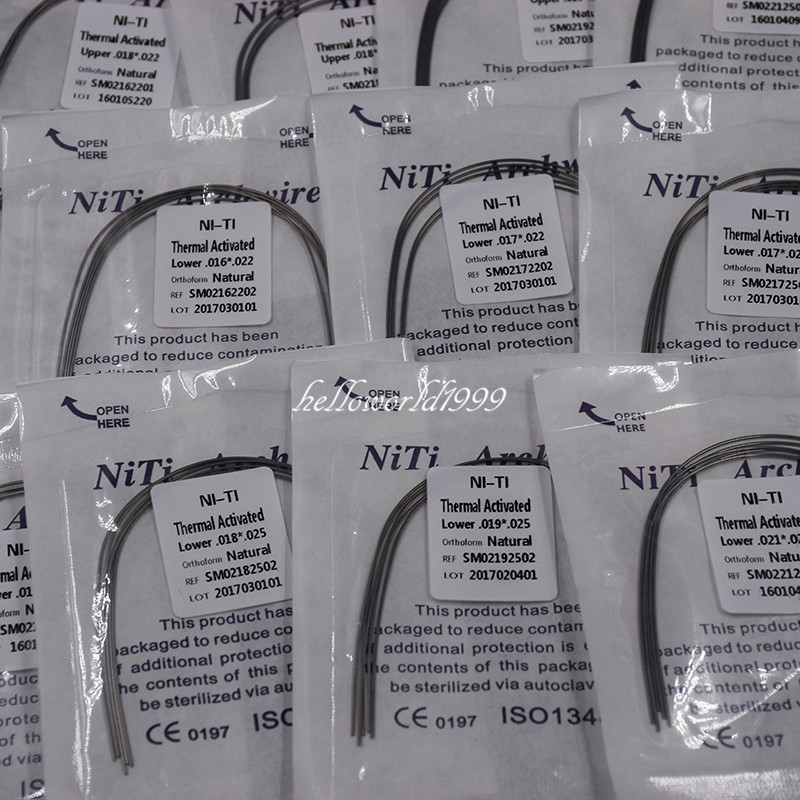 20 Bags 200 Pcs Dental Rectangular Wire Niti Natural Thermal Activated All SIZE