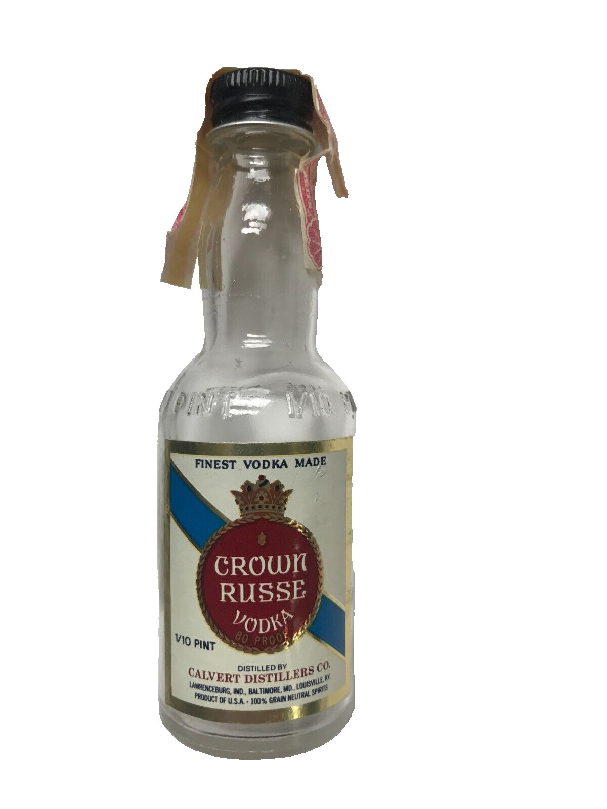 CROWN RUSSE VODKA MINI BOTTLE EMPTY TO COMPLY WITH EBAY RULES