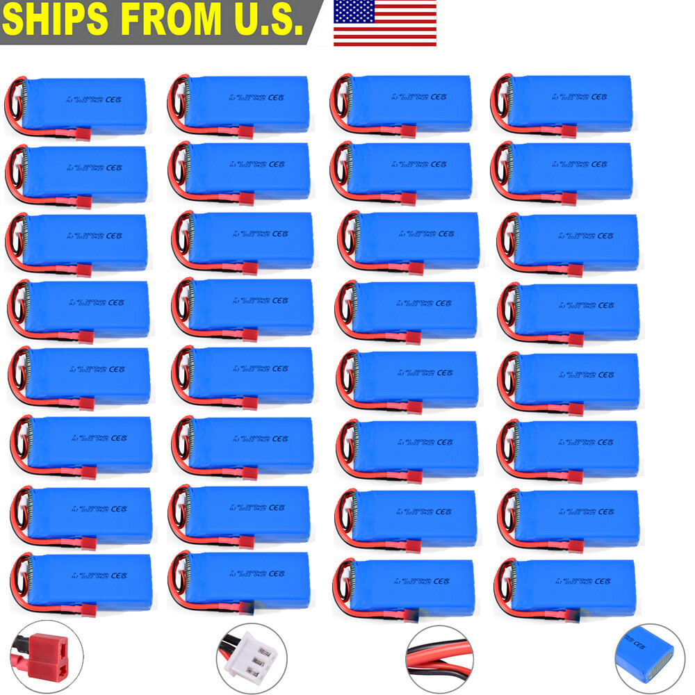 7.4V 3800mAh 2S LiPo Battery with T Plug for Wltoys RC Car 144001 144010 124016
