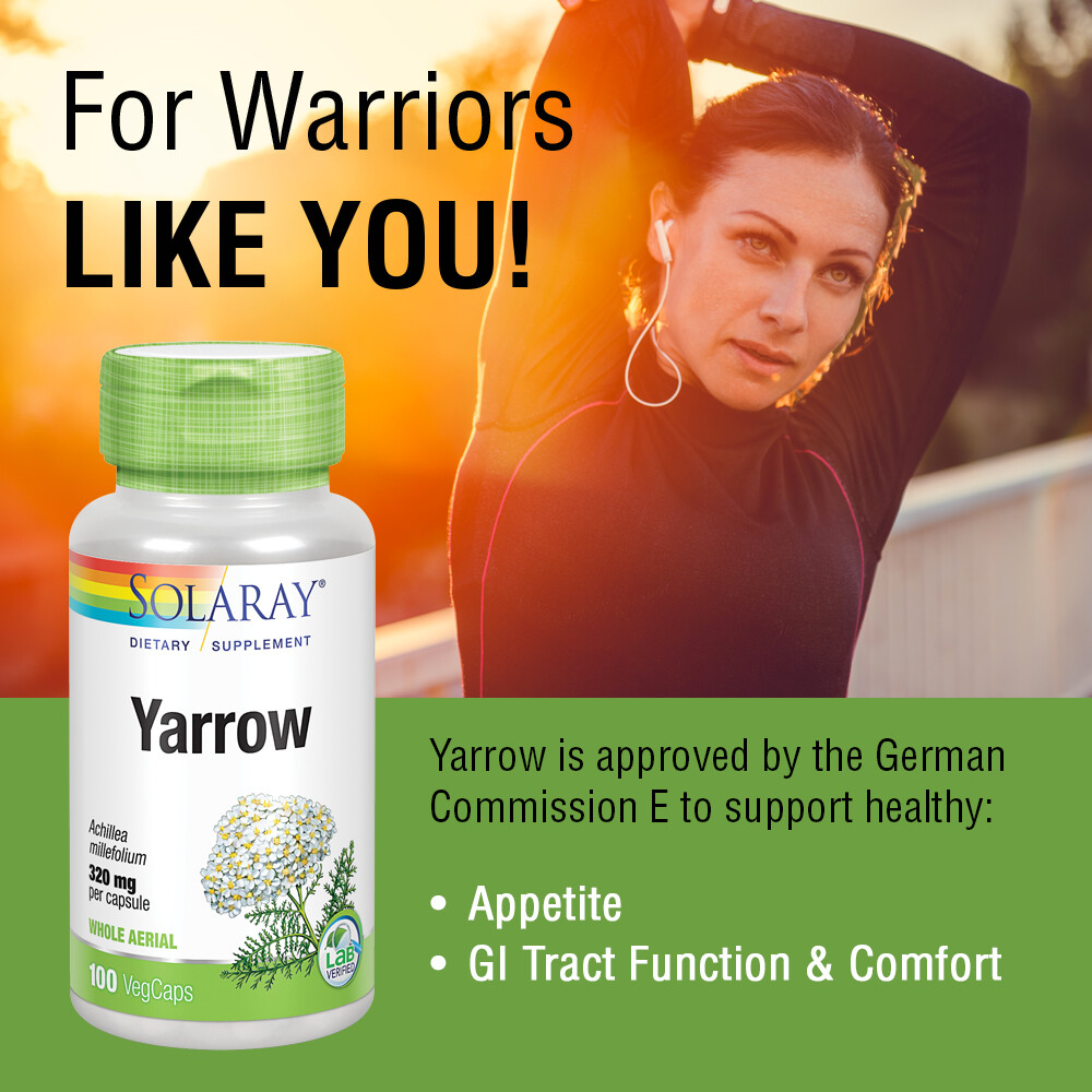Solaray Yarrow 320mg Capsules, 100 Count