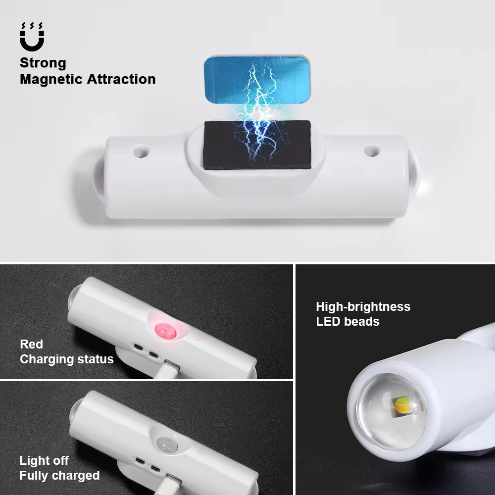 4-Pack Motion Sensor LED Night Light, Rechargeable Magnetic Wall Lamp, 7 Colors