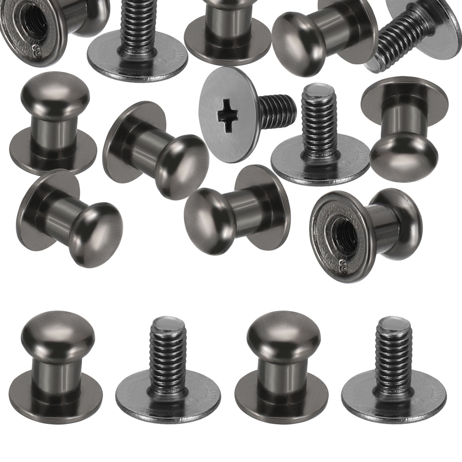 100 Pack 5*7.5*6mm Metal Button Spikes Rivets for Leather Round Head Black