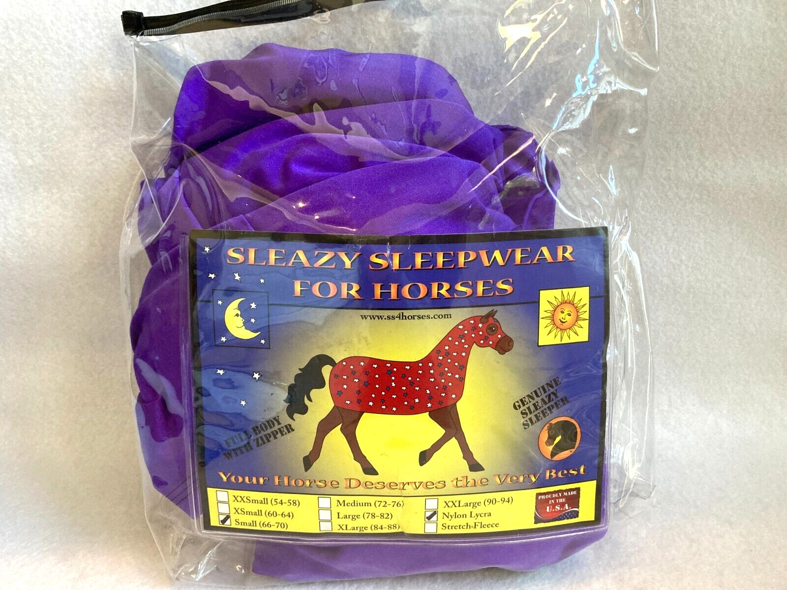 Sleazy Sleepwear for Horses   Full Body Cover   Lycra   Small (66-70)   NEW