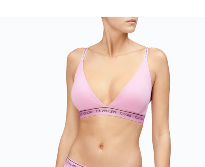 Calvin Klein Womens Ck One Lightly Lined Triangle Bralette in Pink Small