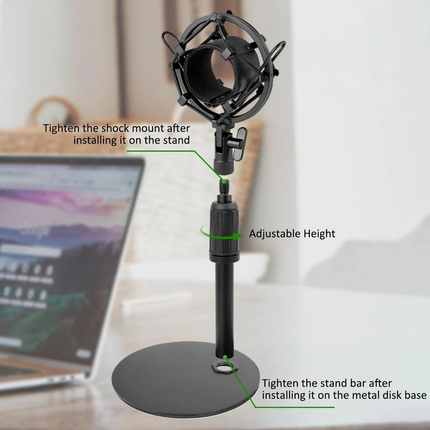 Adjustable Desk Mic Stand with Shock Mount for Audio-Technica AT2020