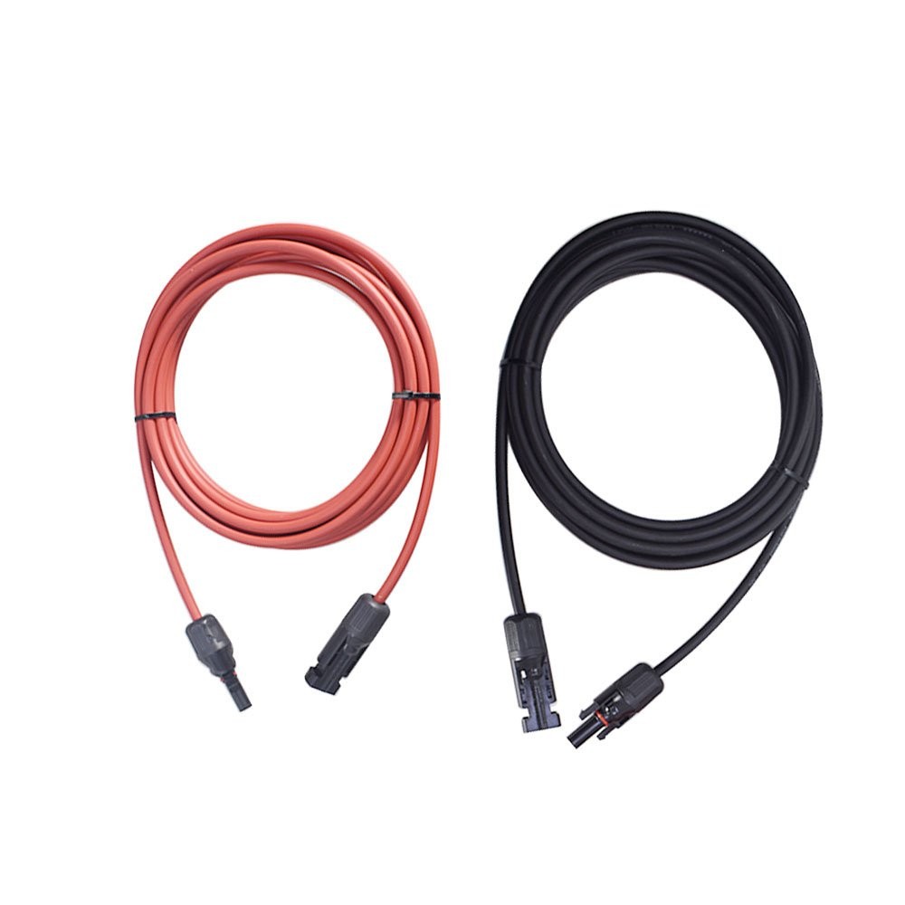 1 Pair Durable 12AWG 15FT Black+Red Solar Panel Extension Cable Wire Connector