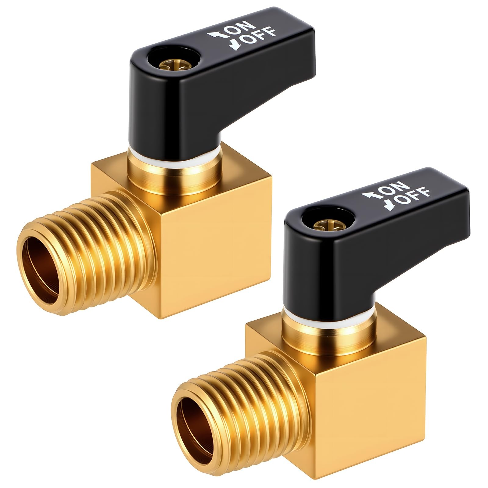2 Pcs Brass Drain Cock Ball Valve, Air Compressor Valve 1/4" NPT Male Metal B...