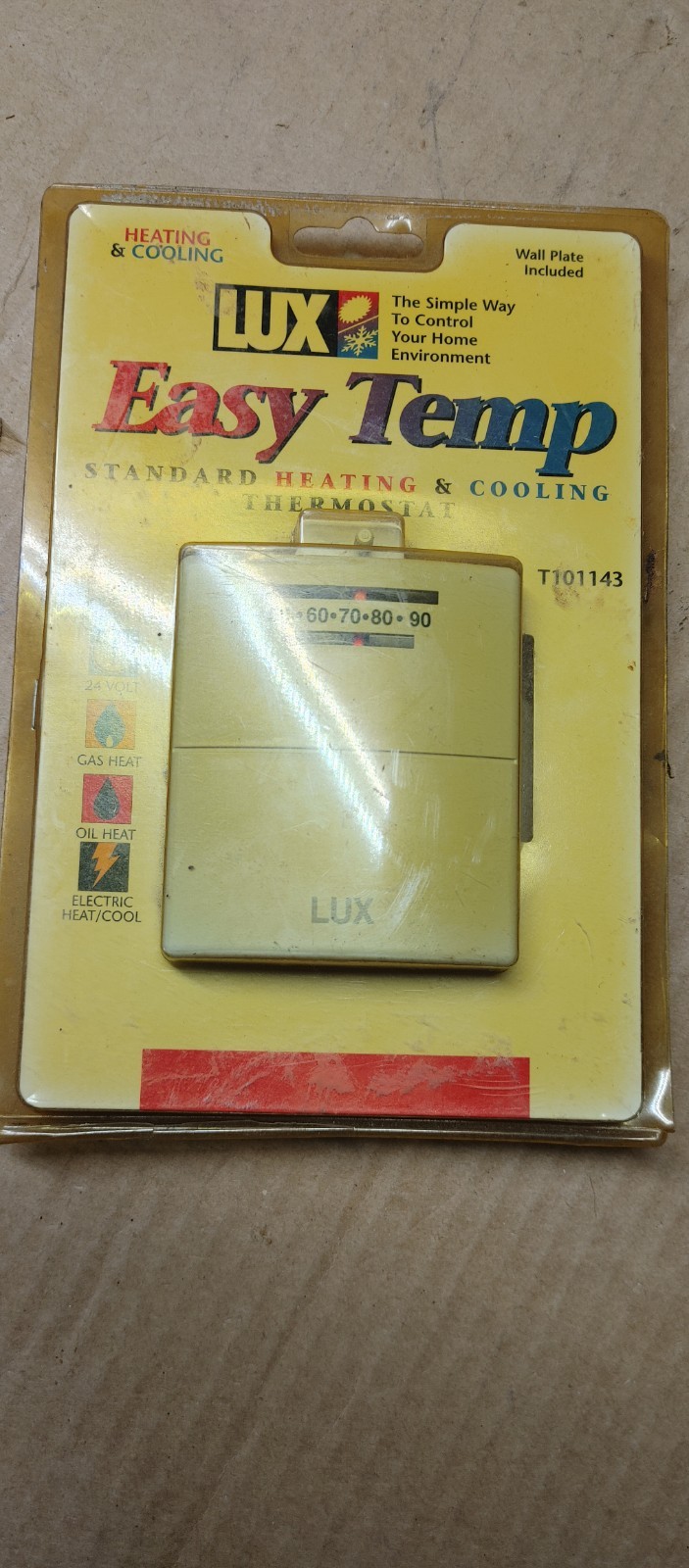 Lux Easy Temp T10-1143 Mechanical Heating and Cooling Thermostat NIB!