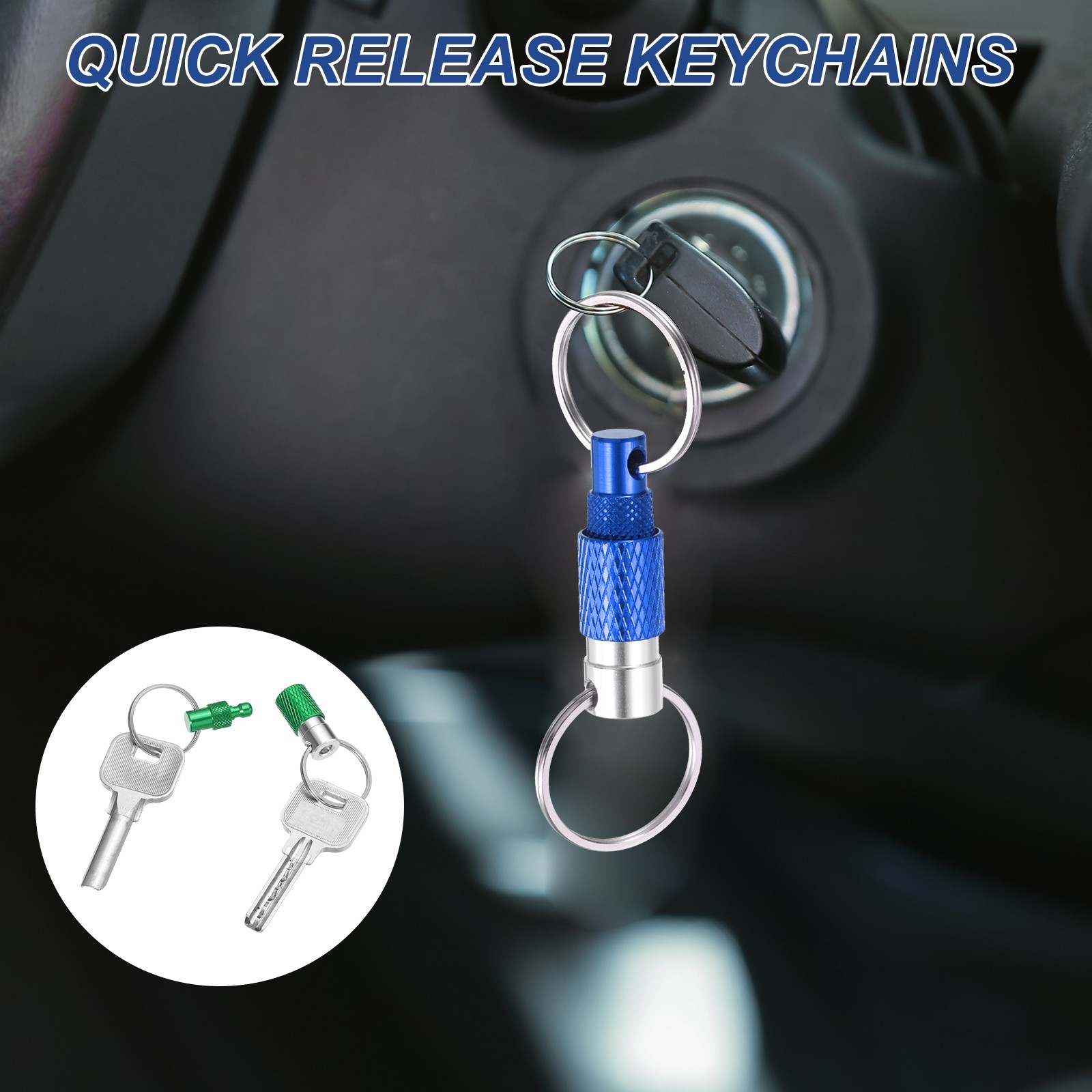 4 Pack Quick Release Keychain Pull Apart Detachable Swivel Keychain, Green