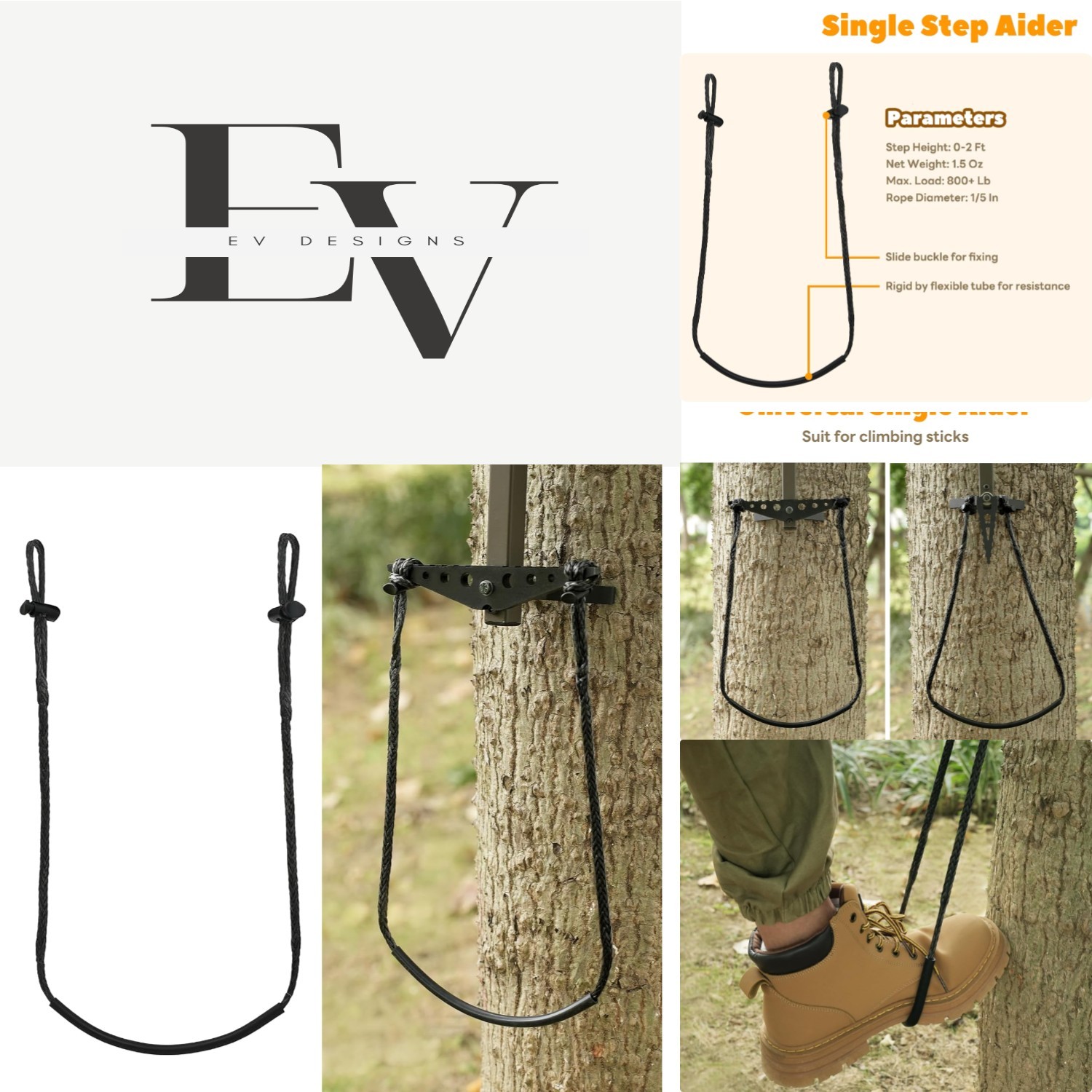 Hand-Braided Climbing Stick Aider - Ultra-Lightweight Daisy Chain for Hunters