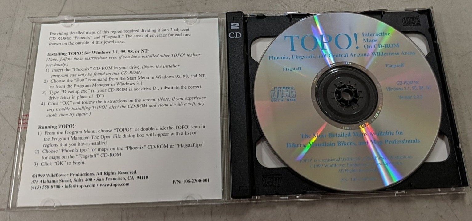Topo! Interactive Maps On CD-ROM Phoenix, Flagstaff, Central Arizona Wilderness