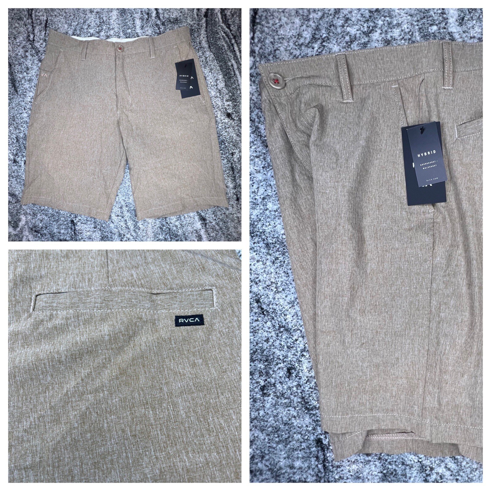 RVCA Benefits Hybrid Chino Board Shorts Mens 30 Submersibles Stretch Brown DKH