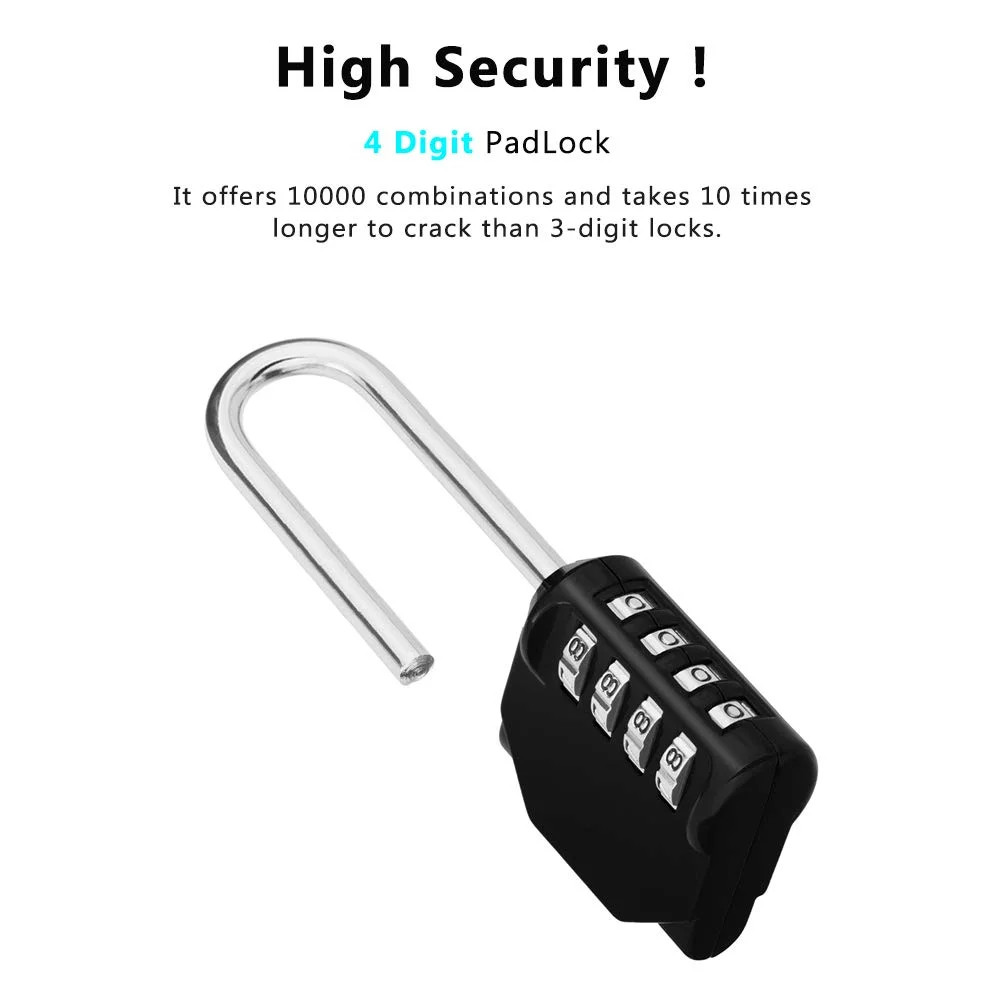 4-Digit Combination Lock: 10,000 Codes, Weatherproof & Durable