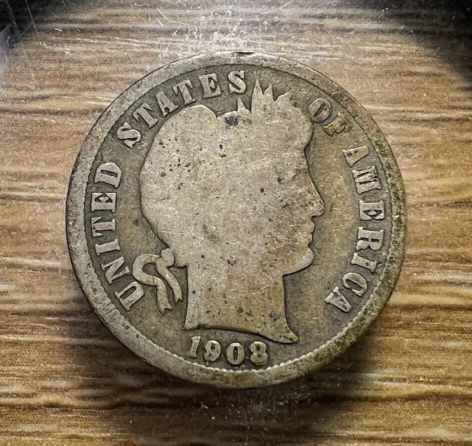 1908-S Barber Dime - Actual Silver Coin Shown - Free Shipping & Tracking INV#249