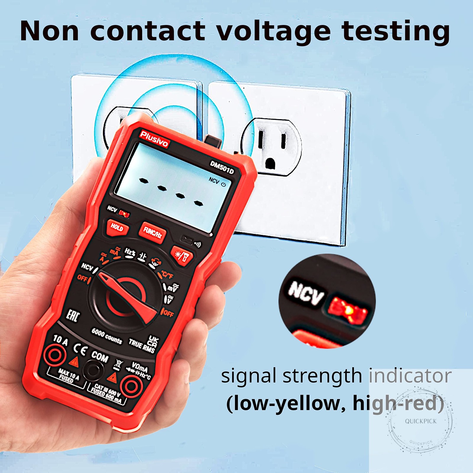 Multimeter 6000 Counts Digital Multimeter Auto Ranging TRMS AC DC Voltmeter Ohm