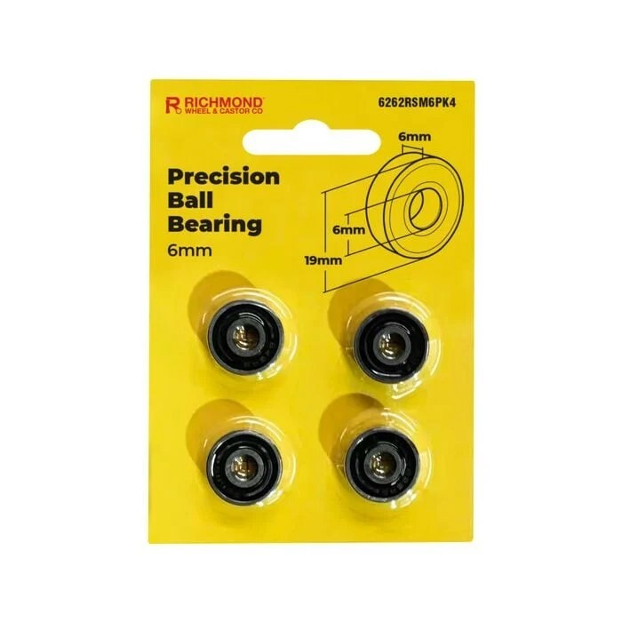 Richmond 19 x 6 x 6mm Rubber Sealed Precision Bearing - 4 Pack