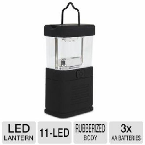 iGlow/Sports Bright 11-LED Lantern, Rubberized Body, w/Hook, AA-powered, Black