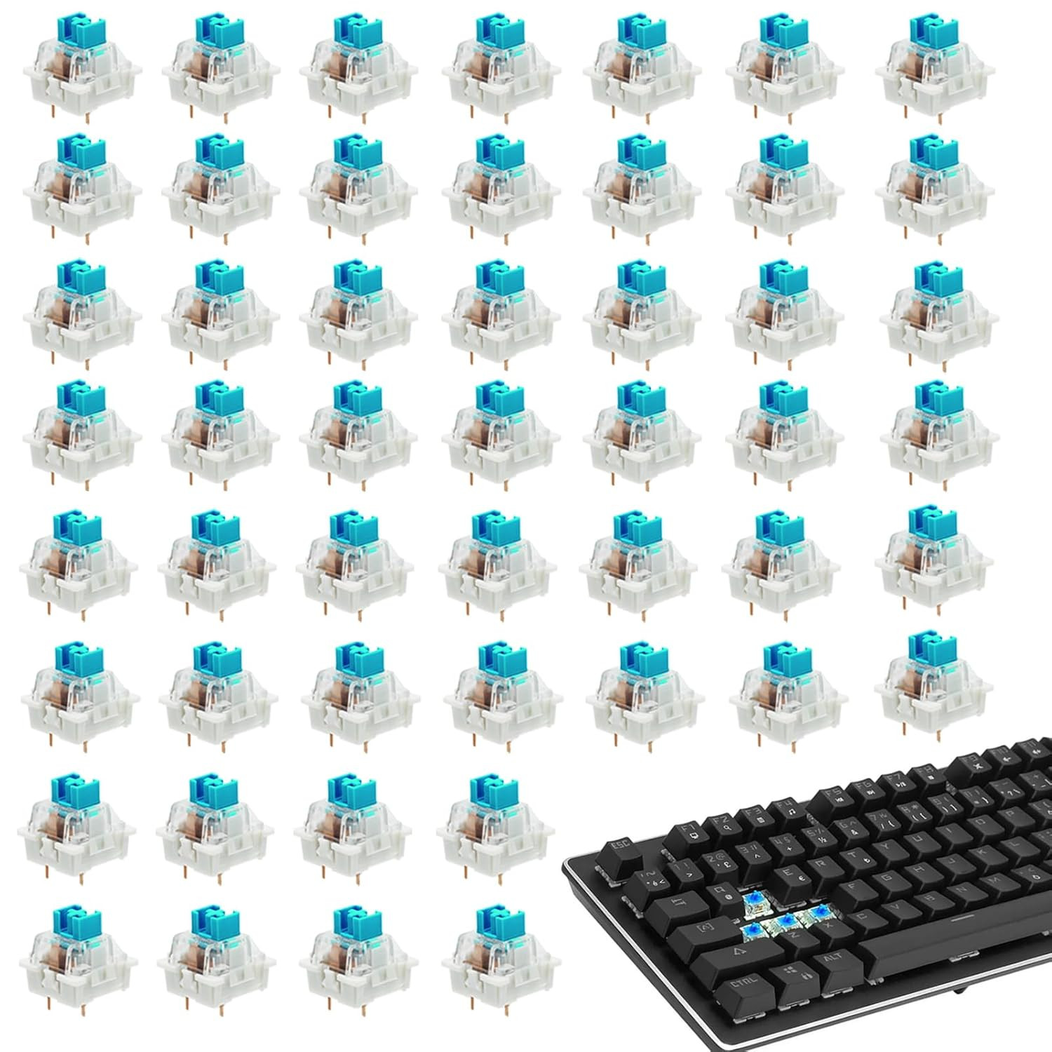 50 Pcs Keyboard Clicker,Mechanical,3 Pin Clicky Switches,Clickers for 3D Prints,