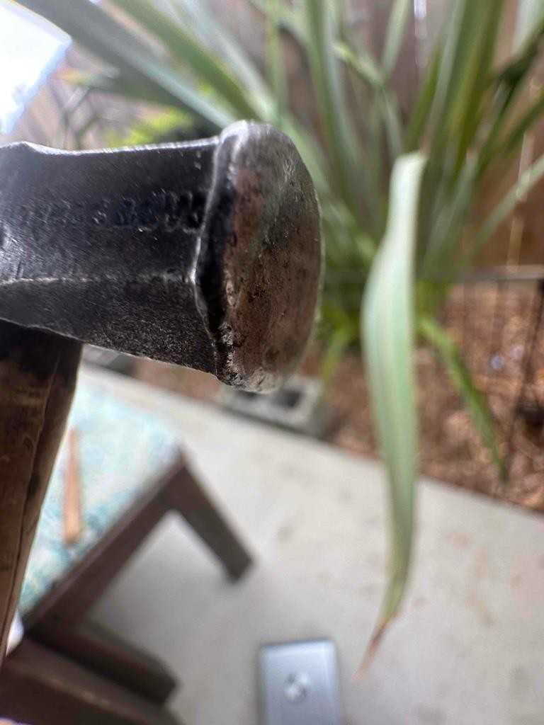 Antique 4 Ounce Tack Hammer "Cast Steel" Head Hardwood Handle