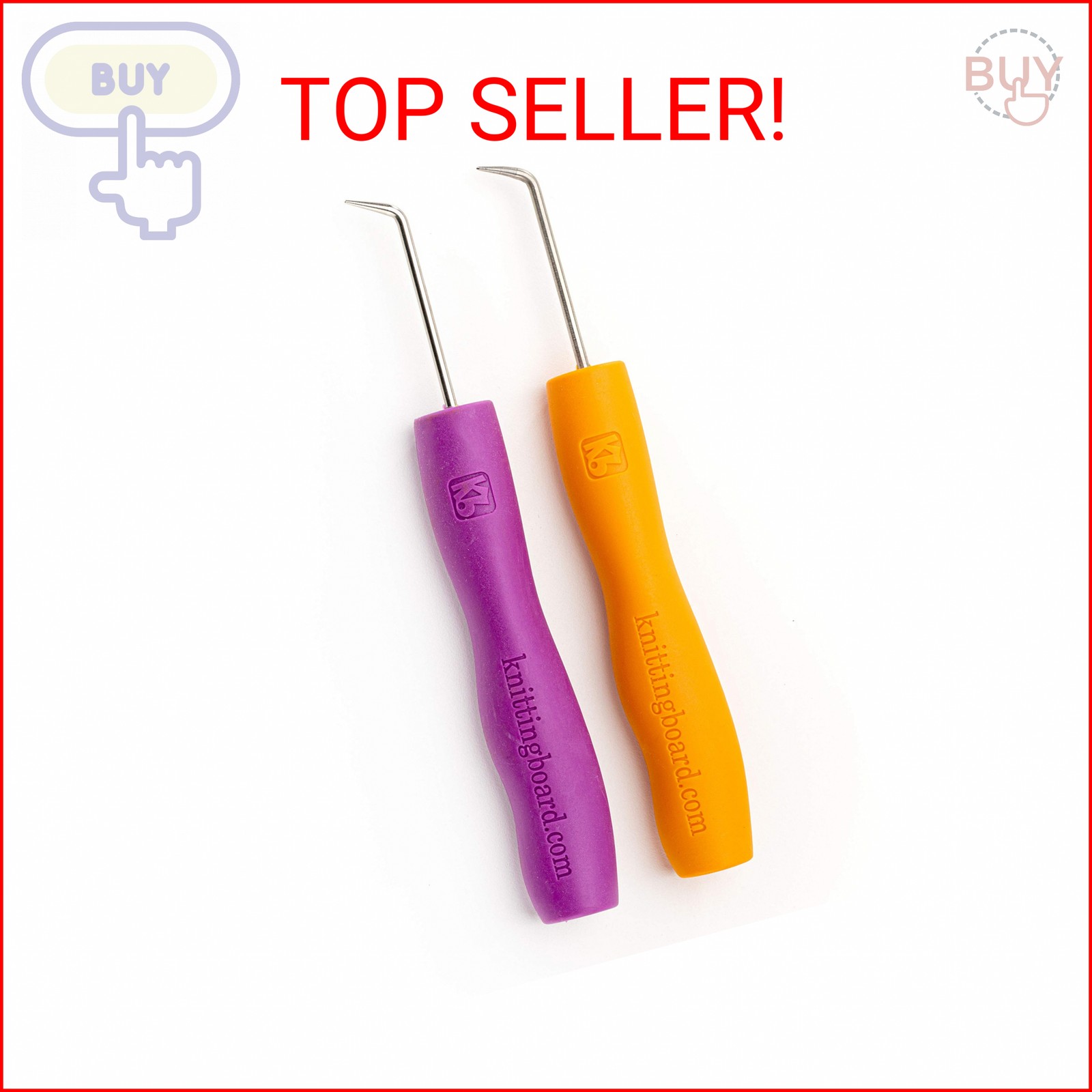 Authentic Knitting Board, Loom Knitting Ergonomic Hook & Tool (2 pack)
