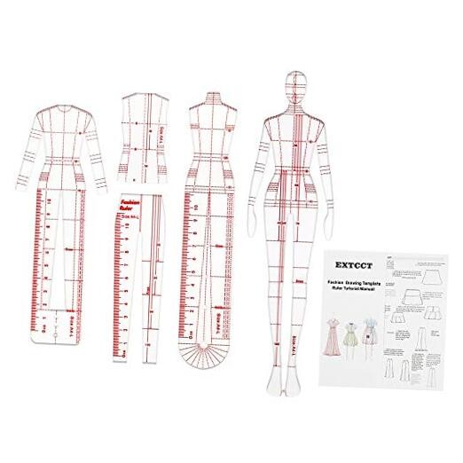 4 Models Fashion Illustration Rulers, Fashion Sketching Templates Ruler,