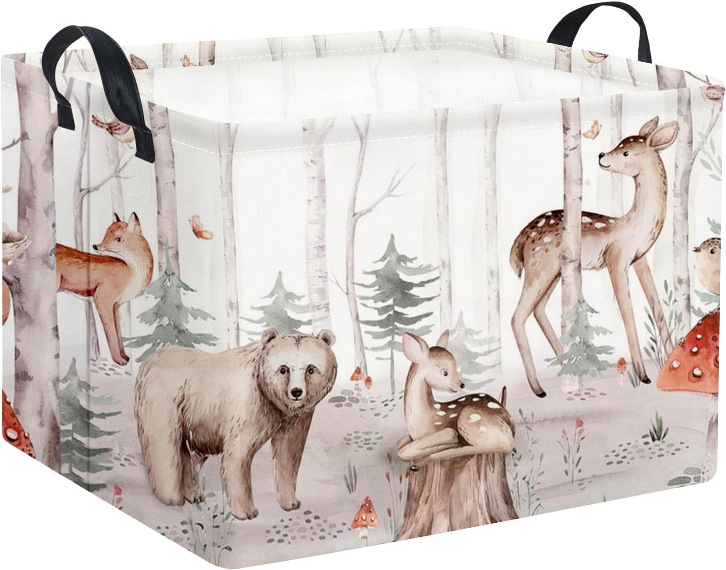 Rectangular Woodland Animal Basket Kids Baby Storage Basket Cute Storage Bin Org