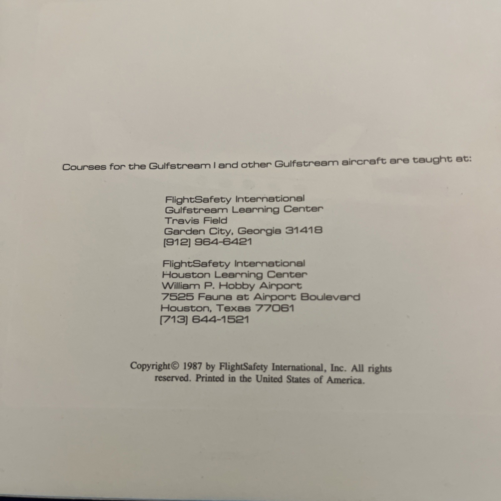 Flight Safety Gulfstream I Recurrent Training Manual