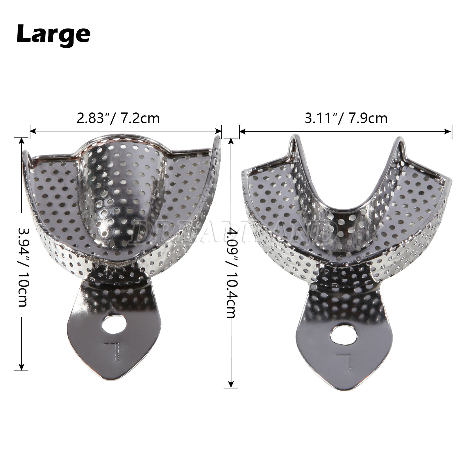 Dental Autoclavable Metal Impression Trays Perforated Stainless Steel S M L 6 Pc