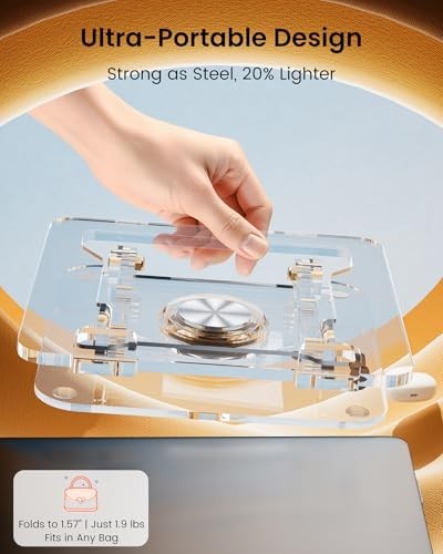 Laptop Stand Clear Acrylic 360 Rotating Adjustable Foldable Desk Riser for