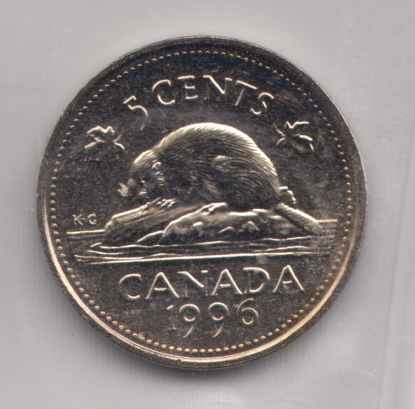 1996 Canada 5 Cents CCCS MS64 Far 6